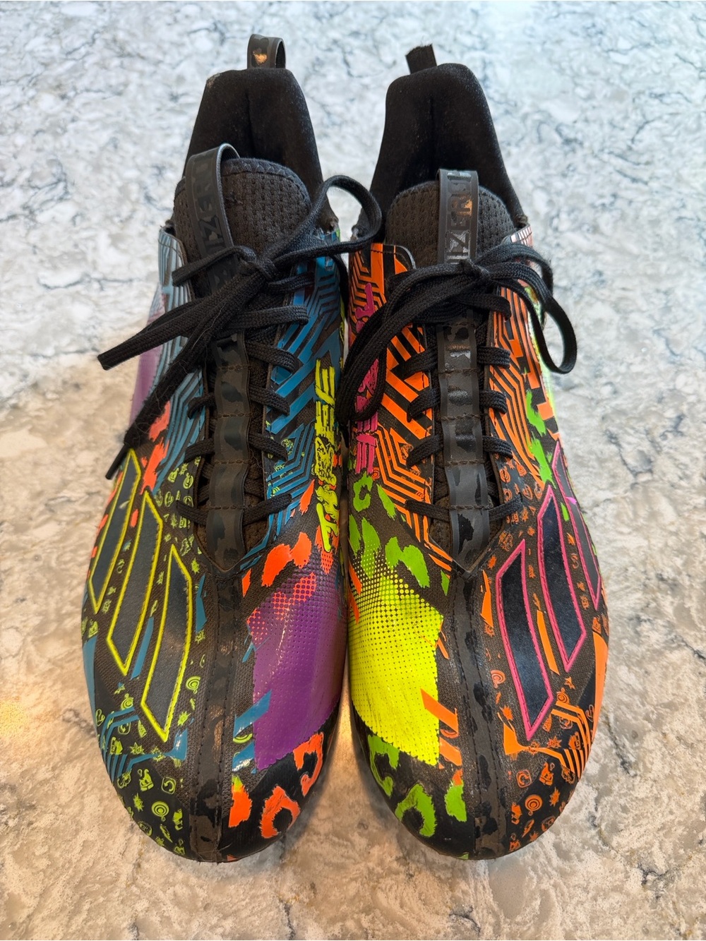 Adidas Mismatch Football Cleats Black/Multi IG9569 Mens Size 14.